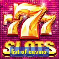 list of casino