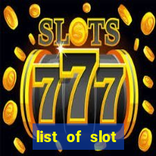 list of slot machines at jake's 58